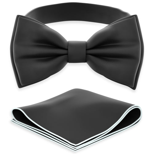 Black Bow Tie with Handkerchief Set for Men and Kids by Adam Young