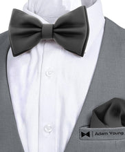 Black Bow Tie with Handkerchief Set for Men and Kids by Adam Young