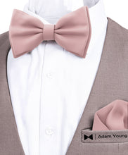 Blush Pink Bow Tie with Handkerchief Set for Men and Kids by Adam Young