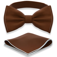 Brown Bow Tie with Handkerchief Set for Men and Kids by Adam Young