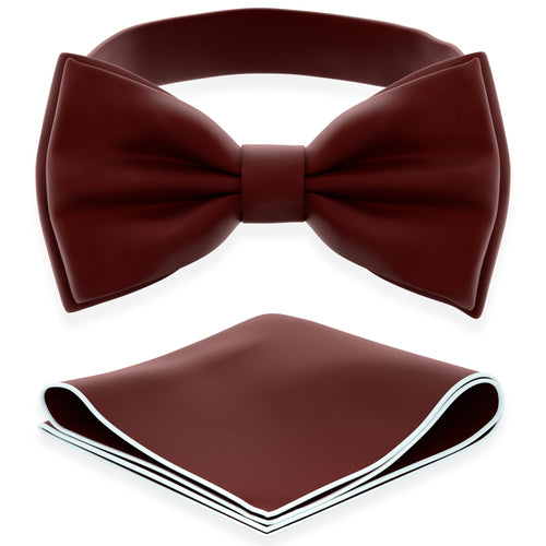 Burgundy Bow Tie with Handkerchief Set for Men and Kids by Adam Young