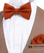 Burnt Orange Bow Tie with Handkerchief Set for Men and Kids by Adam Young