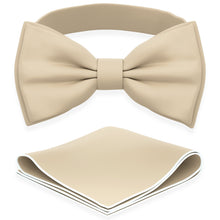 Champagne Bow Tie with Handkerchief Set for Men and Kids by Adam Young