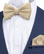 Champagne Bow Tie with Handkerchief Set for Men and Kids by Adam Young