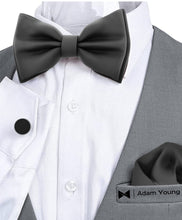 Black Bow Tie with Handkerchief & Cufflinks Set by Adam Young