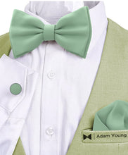 Deep Sage Bow Tie with Handkerchief & Cufflinks Set by Adam Young