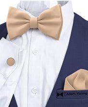 Dune Beige Bow Tie with Handkerchief & Cufflinks Set by Adam Young