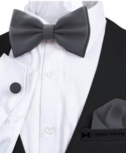 Grey Fog Bow Tie with Handkerchief & Cufflinks Set by Adam Young