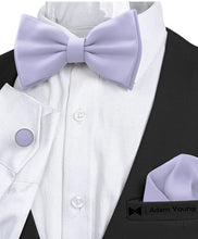 Lavender-Iris Bow Tie with Handkerchief & Cufflinks Set by Adam Young