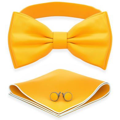 Merigold Yellow Bow Tie with Handkerchief & Cufflinks Set by Adam Young