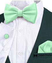 Mint Bow Tie with Handkerchief & Cufflinks Set by Adam Young