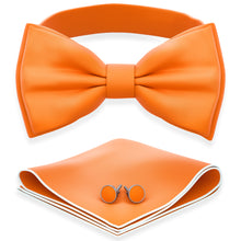 Orange Bow Tie with Handkerchief & Cufflinks Set by Adam Young