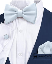 Pastel Blue Bow Tie with Handkerchief & Cufflinks Set by Adam Young