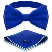 Royal Blue Bow Tie with Handkerchief & Cufflinks Set by Adam Young