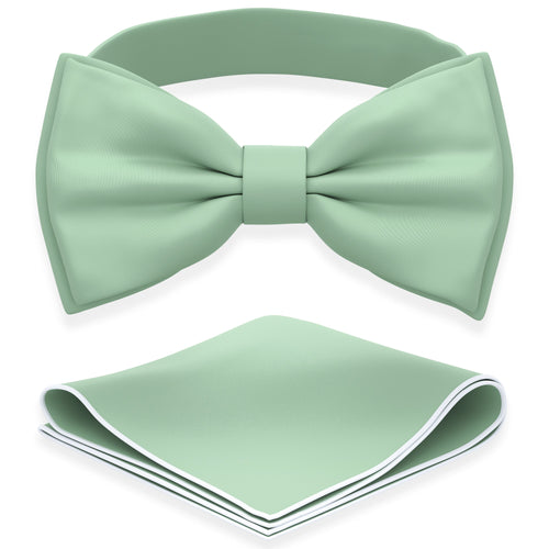 Deep Sage Bow Tie with Handkerchief Set for Men and Kids by Adam Young