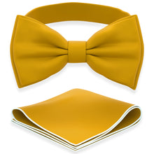 Gold Bow Tie with Handkerchief Set for Men and Kids by Adam Young