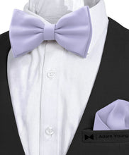 Lavender-Iris Bow Tie with Handkerchief Set for Men and Kids by Adam Young