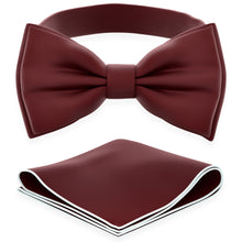 Maroon Red Bow Tie with Handkerchief Set for Men and Kids by Adam Young