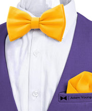 Merigold Yellow Bow Tie with Handkerchief Set for Men and Kids by Adam Young