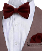 Merlot Red Bow Tie with Handkerchief Set for Men and Kids by Adam Young