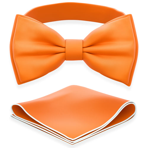 Orange Bow Tie with Handkerchief Set for Men and Kids by Adam Young