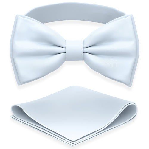 Pastel Blue Bow Tie with Handkerchief Set for Men and Kids by Adam Young