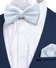 Pastel Blue Bow Tie with Handkerchief Set for Men and Kids by Adam Young