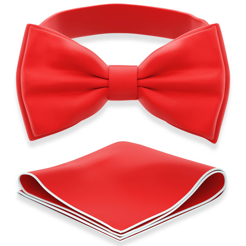 Red Bow Tie with Handkerchief Set for Men and Kids by Adam Young