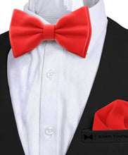 Red Bow Tie with Handkerchief Set for Men and Kids by Adam Young