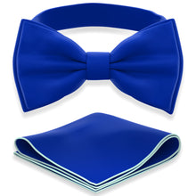 Royal Blue Bow Tie with Handkerchief Set for Men and Kids by Adam Young