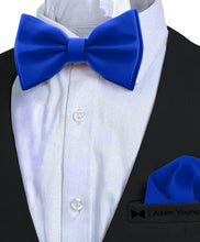 Royal Blue Bow Tie with Handkerchief Set for Men and Kids by Adam Young