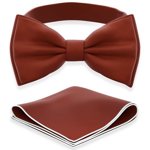 Rust Bow Tie with Handkerchief Set for Men and Kids by Adam Young