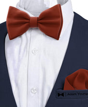 Rust Bow Tie with Handkerchief Set for Men and Kids by Adam Young