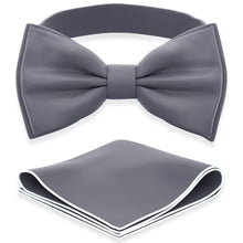 Slate Grey Bow Tie with Handkerchief Set for Men and Kids by Adam Young