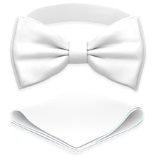 White Bow Tie with Handkerchief Set for Men and Kids by Adam Young