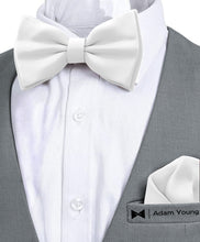 White Bow Tie with Handkerchief Set for Men and Kids by Adam Young