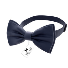 Navy Blue Bow Tie with Handkerchief Set for Men and Kids by Adam Young