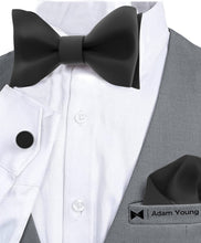 Black Self Tie Bow Tie with Handkerchief & Cufflinks Set for Men by Adam Young