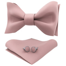 Blush Pink Self Tie Bow Tie with Handkerchief & Cufflinks Set for Men by Adam Young