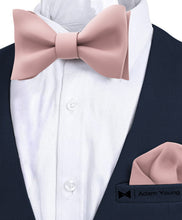 Blush Pink Self Tie Bow Tie with Handkerchief Set for Men by Adam Young