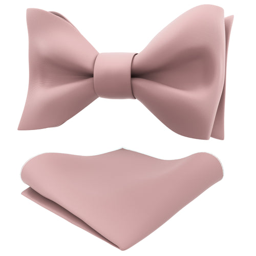 Blush Pink Self Tie Bow Tie with Handkerchief Set for Men by Adam Young