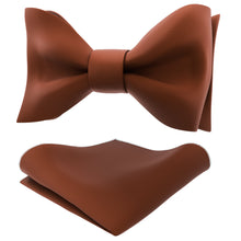 Brown Self Tie Bow Tie with Handkerchief Set for Men by Adam Young