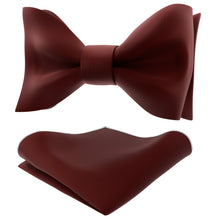 Burgundy Self Tie Bow Tie with Handkerchief Set for Men by Adam Young