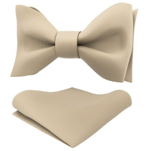 Champagne Self Tie Bow Tie with Handkerchief Set for Men by Adam Young