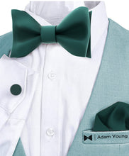 Dark Green Self Tie Bow Tie with Handkerchief & Cufflinks Set for Men by Adam Young