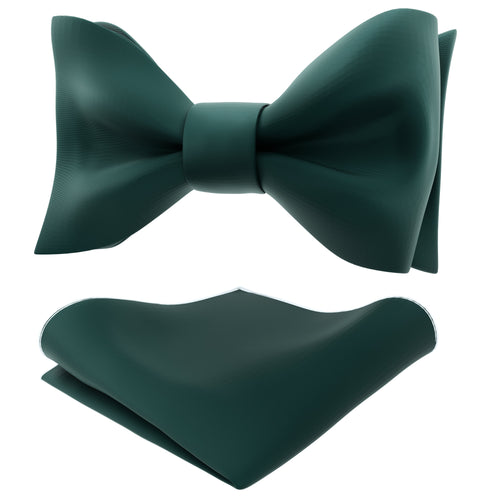 Dark Green Self Tie Bow Tie with Handkerchief Set for Men by Adam Young