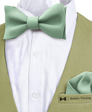 Deep Sage Self Tie Bow Tie with Handkerchief Set for Men by Adam Young