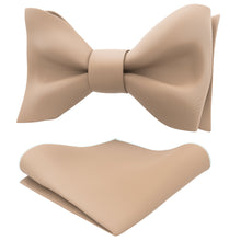 Dune Beige Self Tie Bow Tie with Handkerchief Set for Men by Adam Young