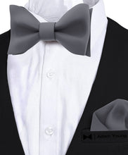 Grey Fog Self Tie Bow Tie with Handkerchief Set for Men by Adam Young