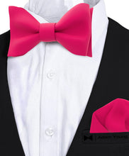 Hot Pink Self Tie Bow Tie with Handkerchief Set for Men by Adam Young